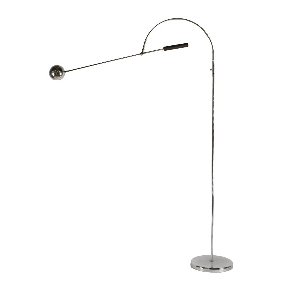 Appraisal: ROBERT SONNEMAN ORBITER CHROME FLOOR LAMP s unsigned the rotating