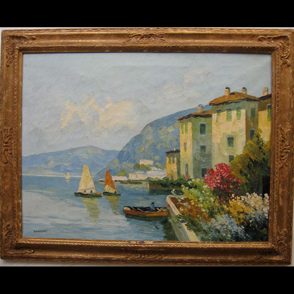 Appraisal: COASTAL TOWN AMARETTI TH C ITALIAN OIL ON CANVAS Height