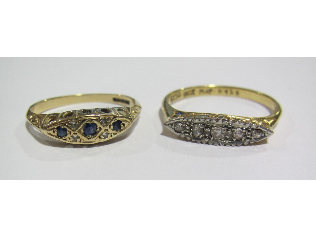 Appraisal: Lot comprising ct gold diamond five stone ring and an