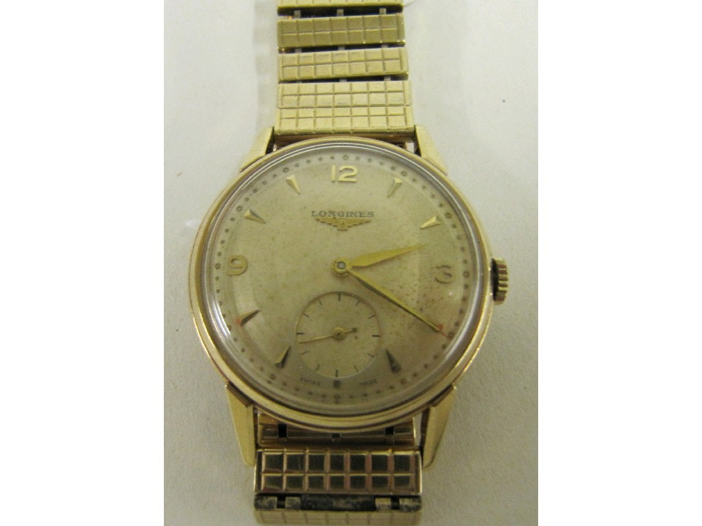 Appraisal: Gents 's ct gold Longines wrist watch with cream dial