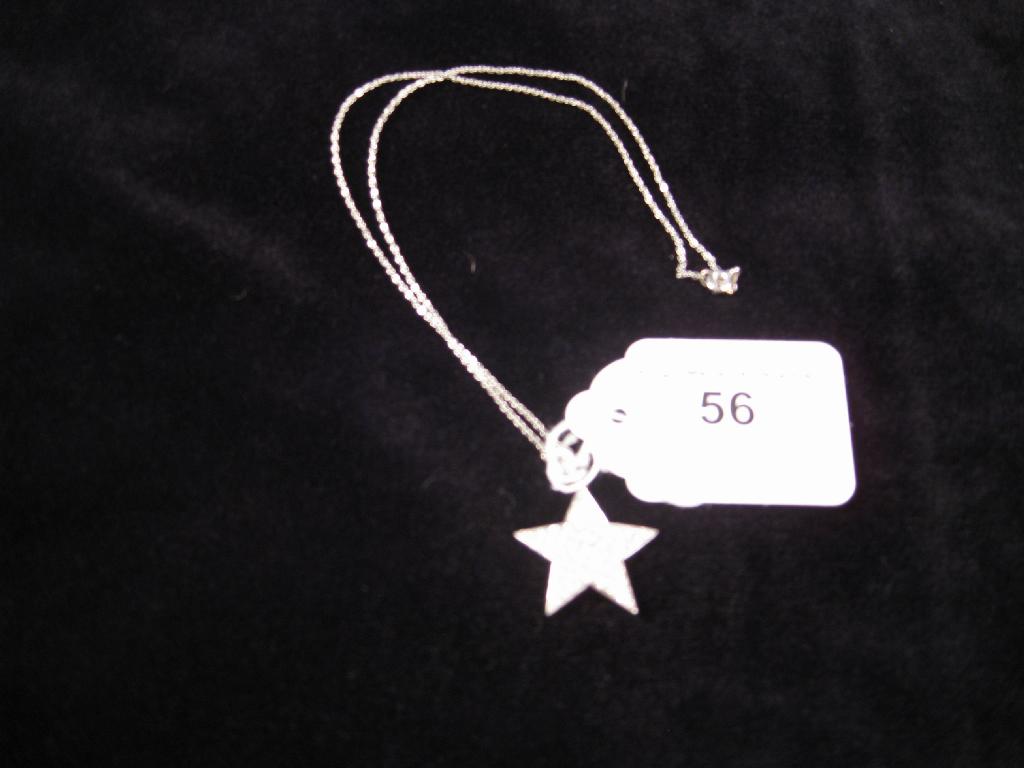 Appraisal: A modern Diamond Pendant the five point star shaped plaque