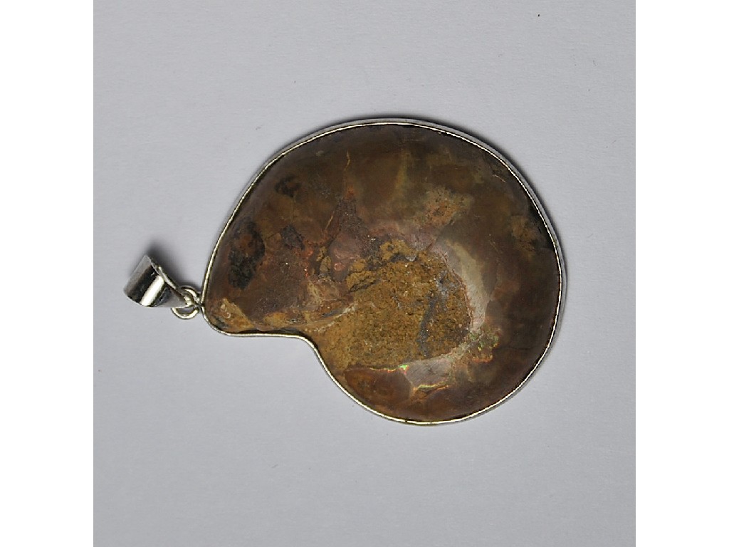 Appraisal: Pendant formed of half-polished fossilised ammonite white metal setting and