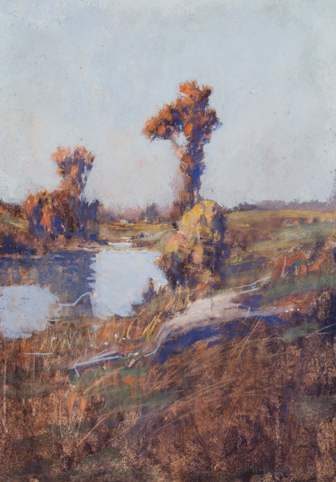 Appraisal: John C Huffington Landscape with Pond gouache John Clifford Huffington