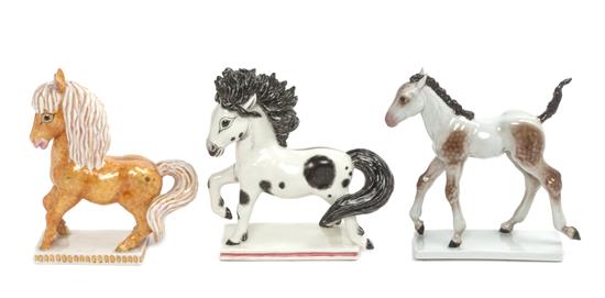 Appraisal: Sale Lot Three German Porcelain Horses th century comprising two