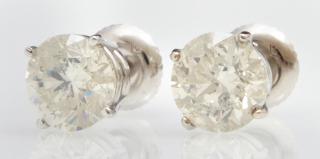 Appraisal: Pair of K Diamond Stud Pierced Earrings each of the