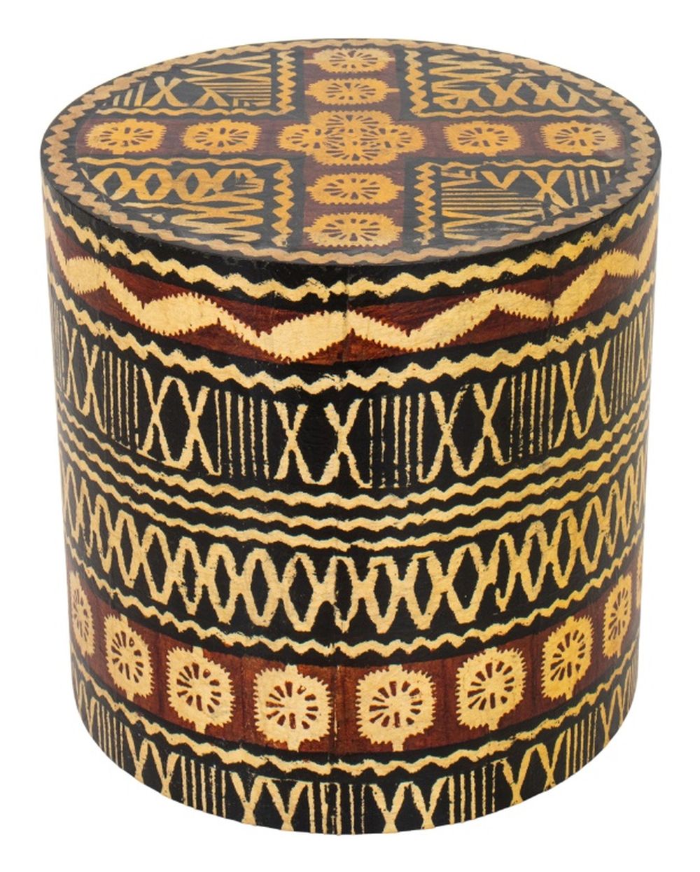 Appraisal: AFRICAN MUDCLOTH-PATTERNED CERAMIC SEAT African Mudcloth-Patterned Ceramic Seat round columnar