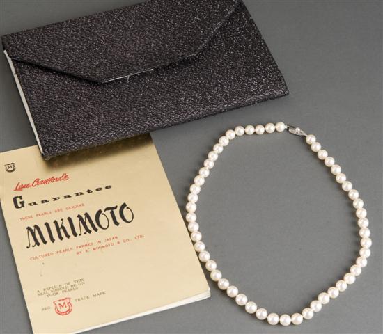 Appraisal: Mikimoto cultured pearl choker necklace with original case Strand of