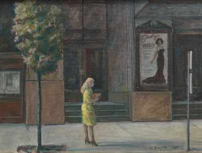 Appraisal: Clyde J Singer American - Carnegie Hall Bus Stop Oil