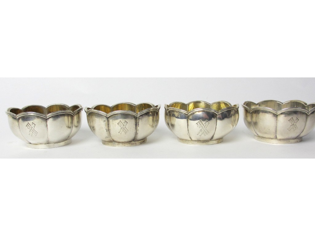 Appraisal: A matched set of four Russian silver table salts of