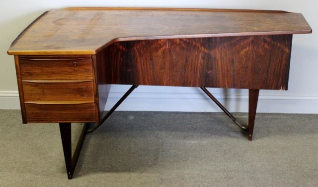 Appraisal: Midcentury Peter Lovig Nielsen Rosewood Desk Branded Lovig Denmark to