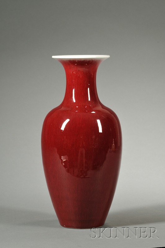 Appraisal: Chinese Export Oxblood Glazed Porcelain Baluster Vase modern glazed only