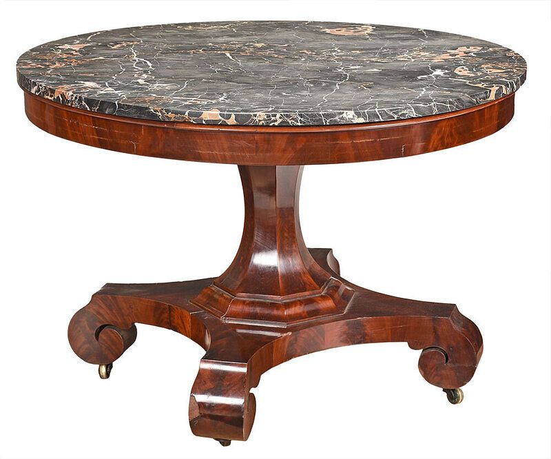 Appraisal: American Classical Mahogany Marble Top Center Table probably New York