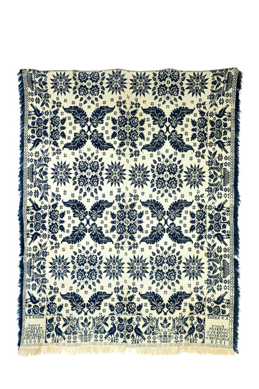 Appraisal: OHIO JACQUARD COVERLET George Heilbronn Lancaster Fairfield County wool and