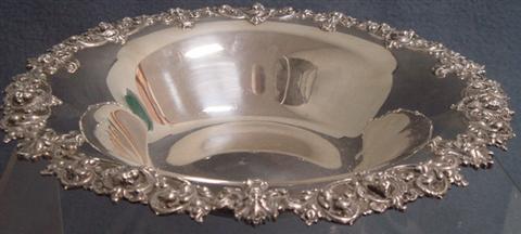 Appraisal: William B Kerr sterling silver bowl rococo border with cherub