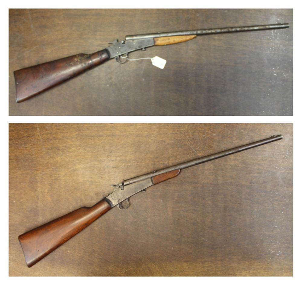 Appraisal: TWO SINGLE SHOT CALIBER RIFLES Winchester model round barrel walnut