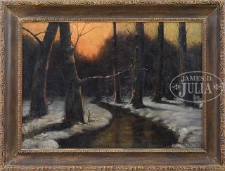 Appraisal: WALTER KOENIGER American German - SUNSET WINTER SCENE Oil on