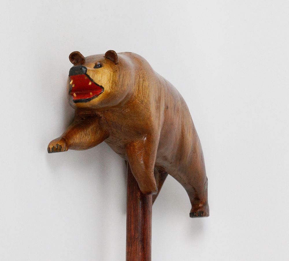 Appraisal: Ralph Buckwalter Folk Art Carved Bear Figural Cane Ralph Buckwalter