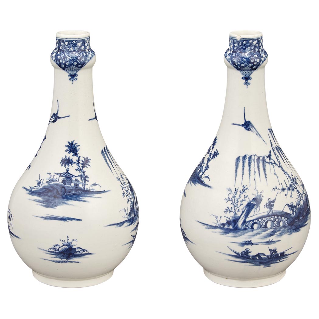 Appraisal: Pair of Worcester Blue and White Porcelain Vases Second half