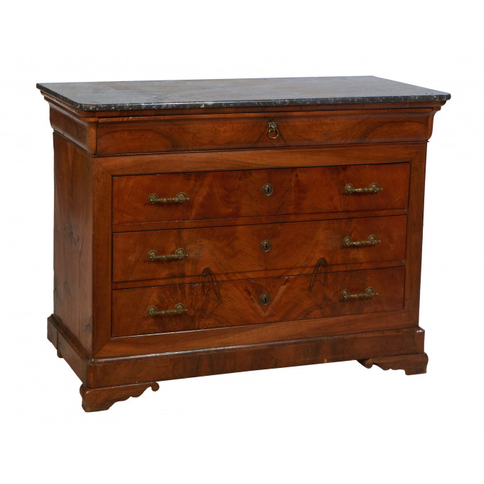 Appraisal: French Louis Philippe Carved Walnut Marble Top Commode th c