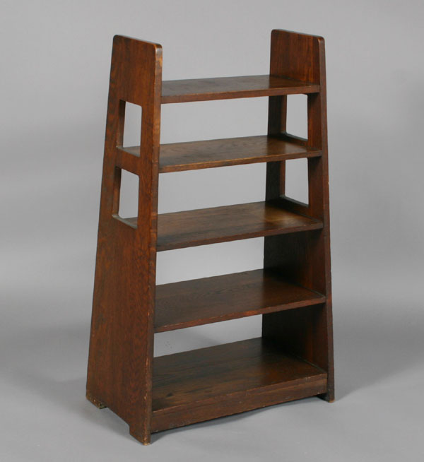 Appraisal: Limbert mission oak shelf angular book stand with cut-outs Branded