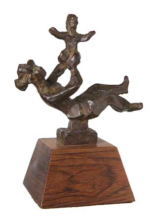 Appraisal: CHAIM GROSS Mother and Child Bronze mounted on a wooden