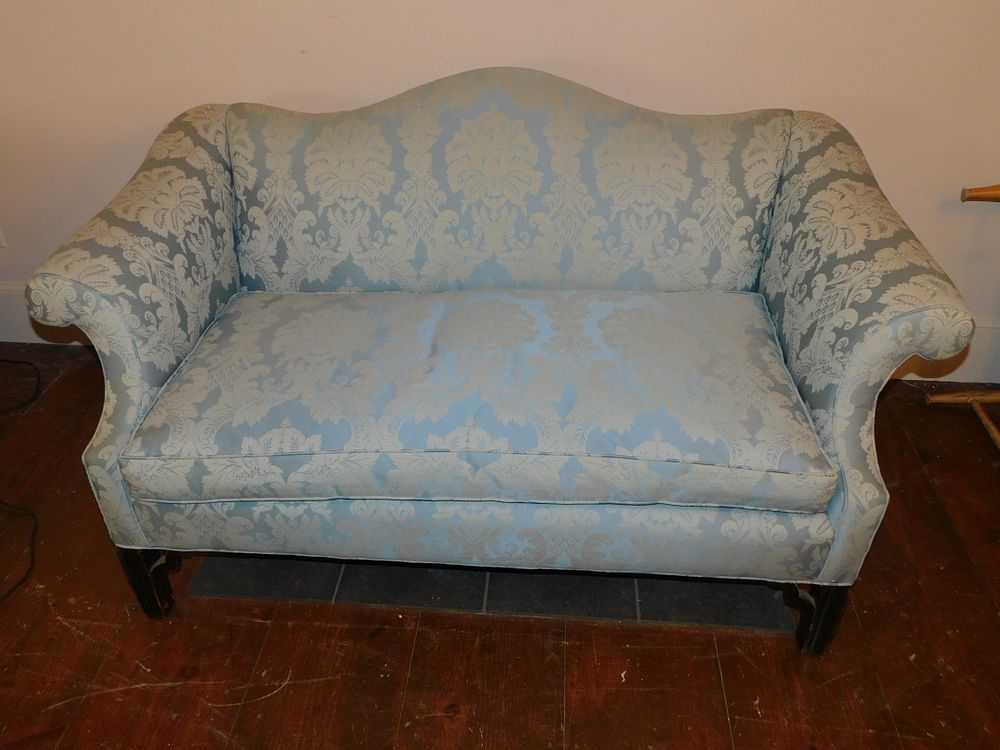 Appraisal: CHIPPENDALE MAHOGANY LOVESEAT Custom Chippendale mahogany loveseat with down cushion