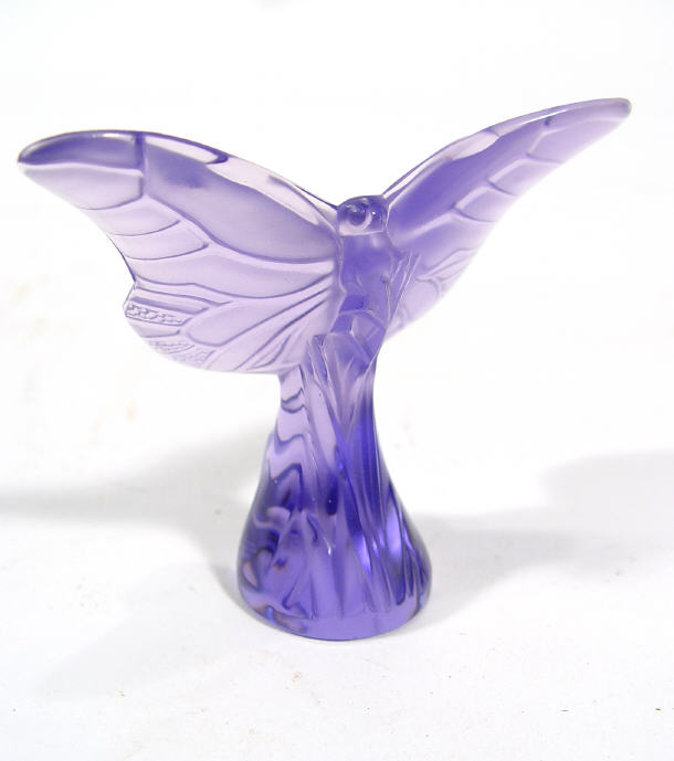 Appraisal: Lalique amethyst glass butterfly paperweight etched Lalique France to the