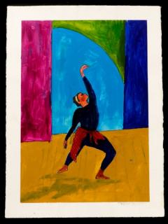 Appraisal: William Tolliver Dancer Oil on Paper William Tolliver American active