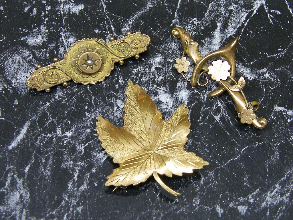 Appraisal: Three assorted ct brooches gm