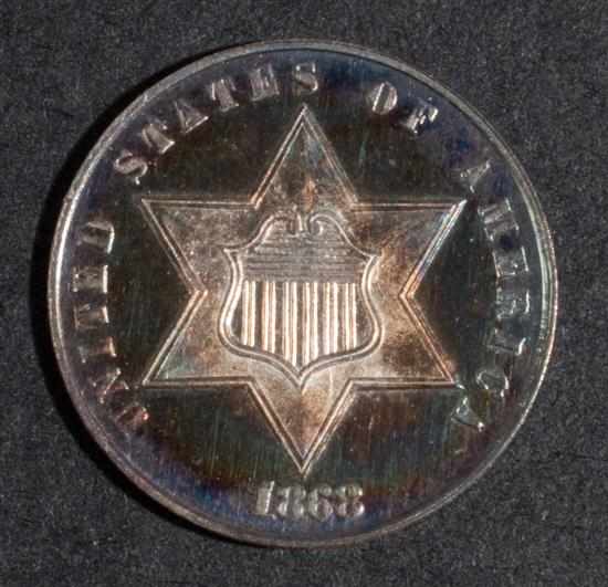 Appraisal: United States silver three-cent piece Proof with iridescent purple and