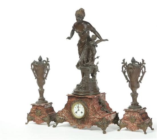 Appraisal: THREE-PIECE GARNITURE SET France early th century Clock and pair