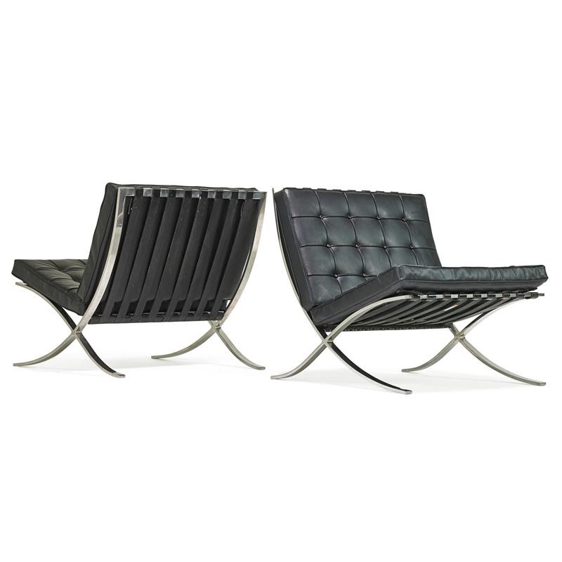 Appraisal: LUDWIG MIES VAN DER ROHE Pr Barcelona chairs Condition Report