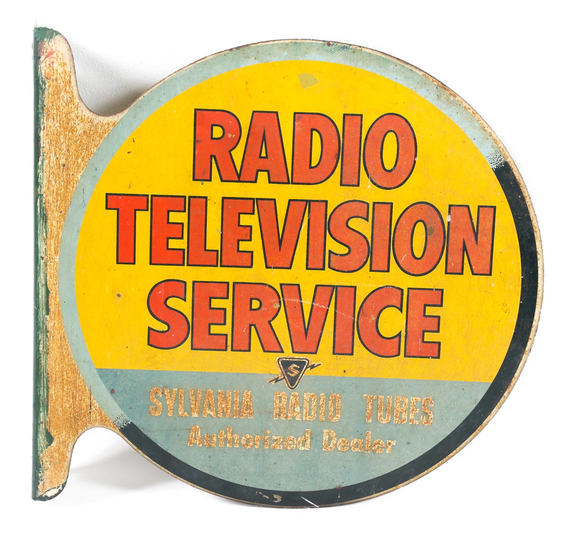 Appraisal: Sylvania Radio Television Service tin sign s flange sign Radio