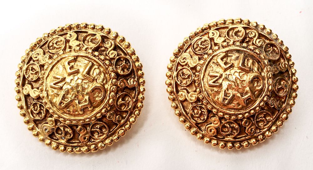 Appraisal: Chanel Gold-Tone Clip On Earrings Vintage Pair Pair of Chanel