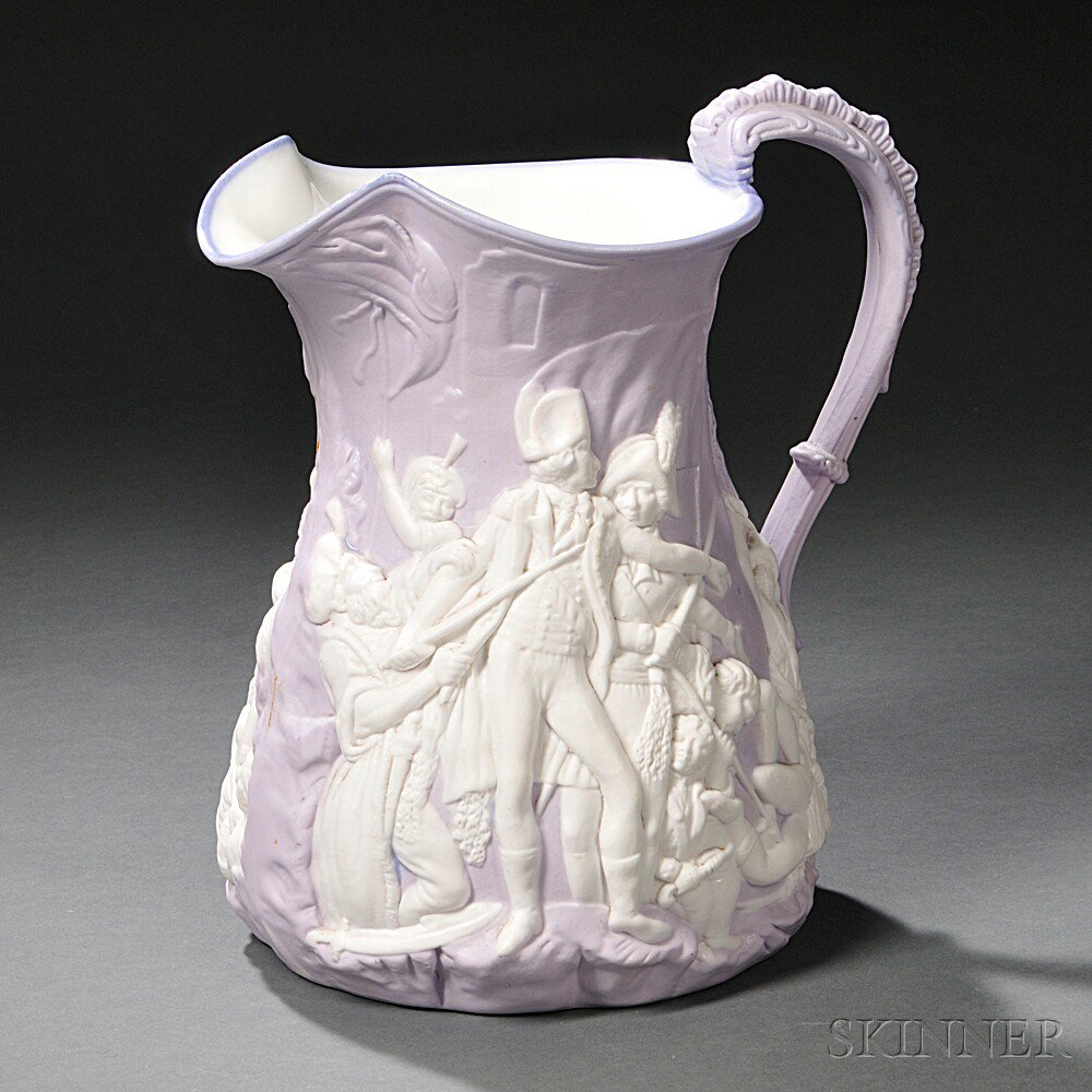 Appraisal: Parian Battle of Trafalgar Commemorative Pitcher England mid- th century