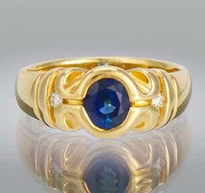 Appraisal: A Ladies' Sapphire and Diamond Ring k yellow gold ring