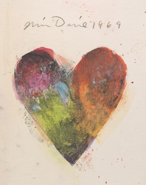 Appraisal: JIM DINE AMERICAN B x Heart Oberlin Watercolor and gouache