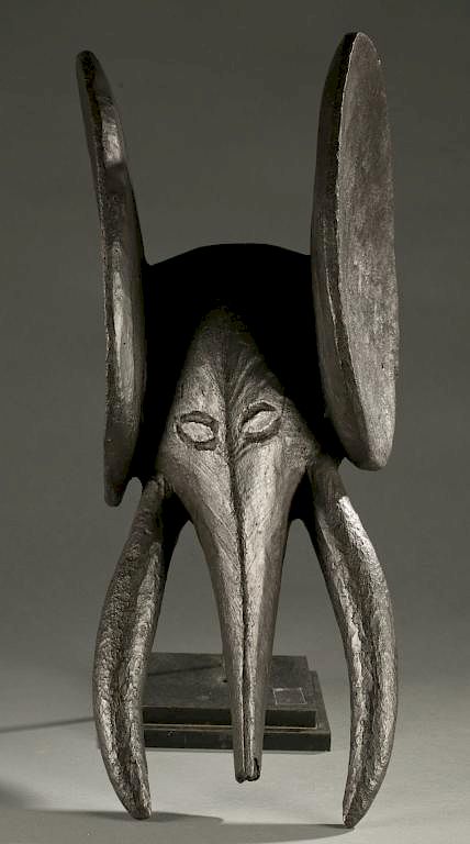 Appraisal: Babanki elephant mask with tusks th c An elephant mask