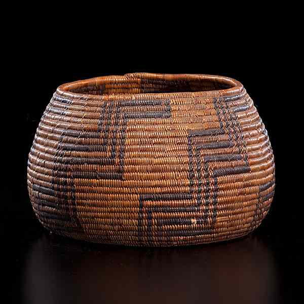 Appraisal: Central California Basket decorated with wide zigzagging bands against a