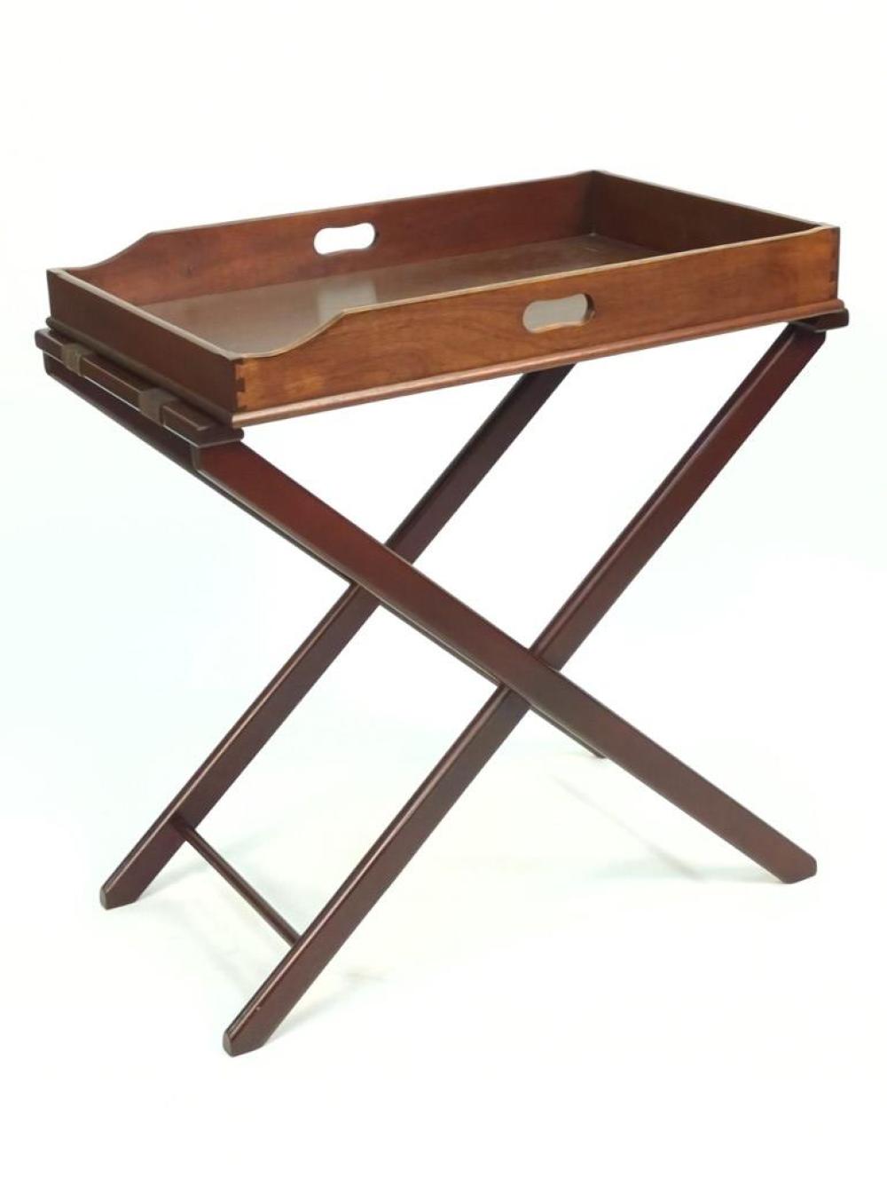 Appraisal: BUTLER TRAY TABLE ON FOLDING STAND THE BARTLEY COLLECTION LTD