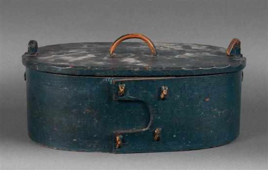 Appraisal: Pennsylvania German painted and incised wood lunch box th century