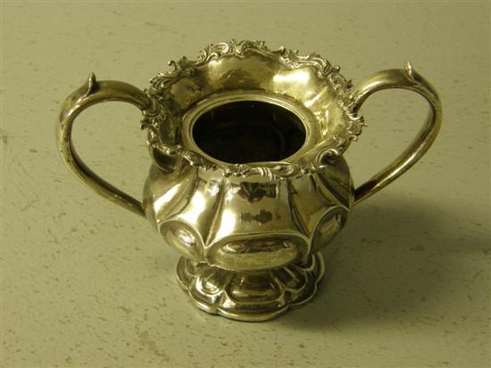 Appraisal: Russian silver two handled sugar bowl with foliate decoration oz