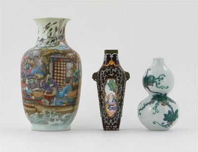 Appraisal: Three Chinese vases one painted with figures under siege from