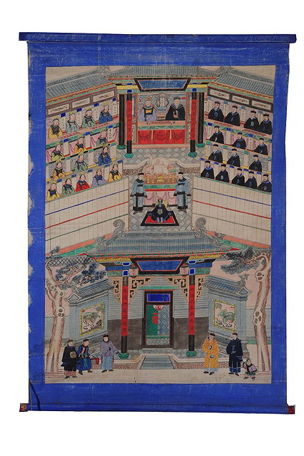 Appraisal: Chinese School th CenturyScroll - Court scene with ancestral type