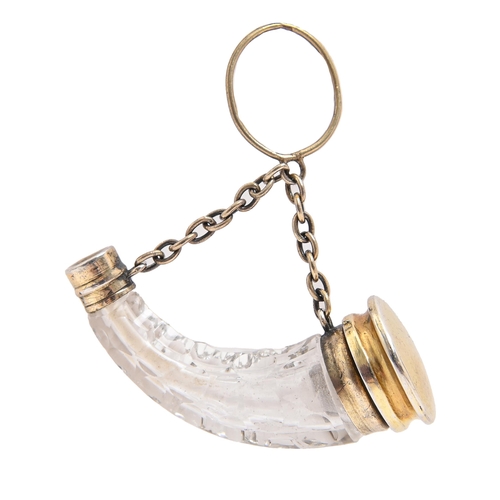 Appraisal: A Victorian silver gilt mounted horn shaped cut glass scent