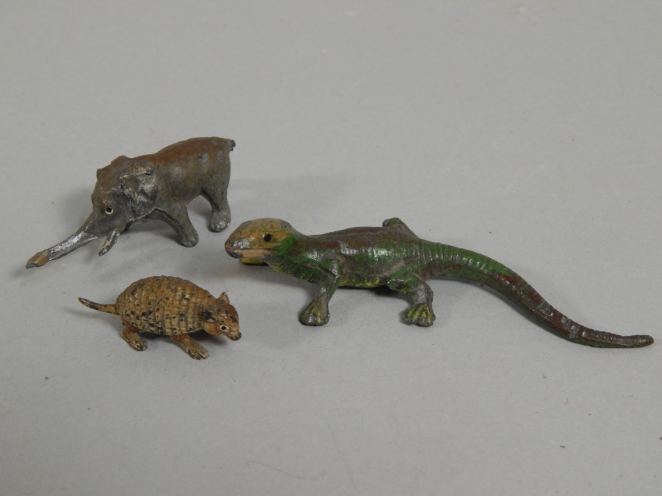 Appraisal: Three cold painted models of animals to include a bronze