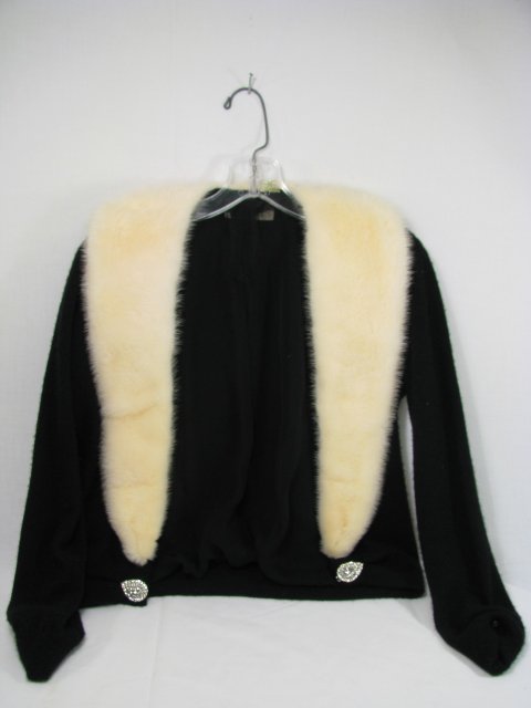 Appraisal: Vintage lined black wool sweater with detachable off white mink