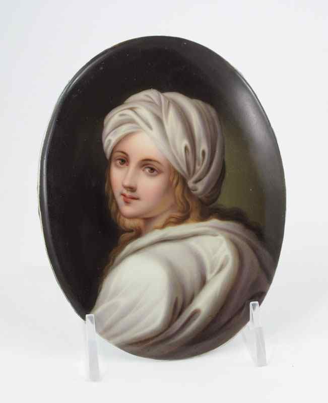 Appraisal: OVAL KPM QUALITY PORTRAIT PLAQUE Depicting Beatrice Cenci in Cumean