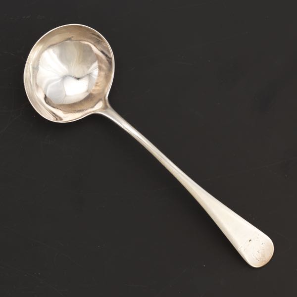 Appraisal: ENGLISH GEORGE III STERLING SILVER ARMORIAL GRAVY LADLE BY RICHARD