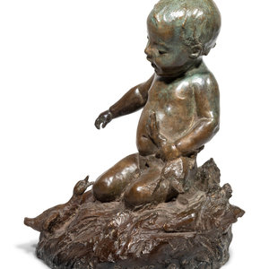 Appraisal: Edward Henry Berge American - Boy with Duck Fountain bronze